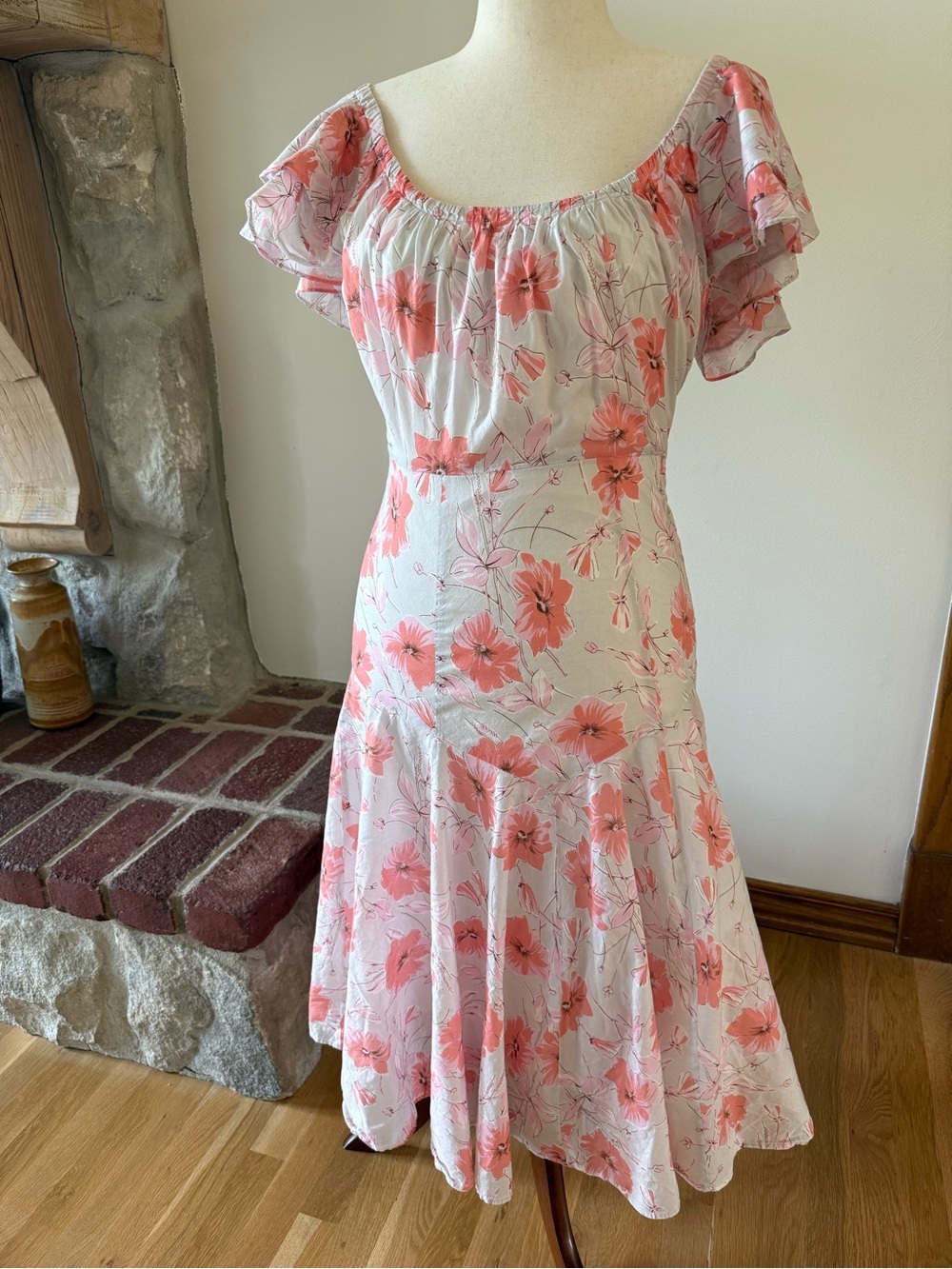 Rebecca Taylor Flutter Sleeve Midi Dress
